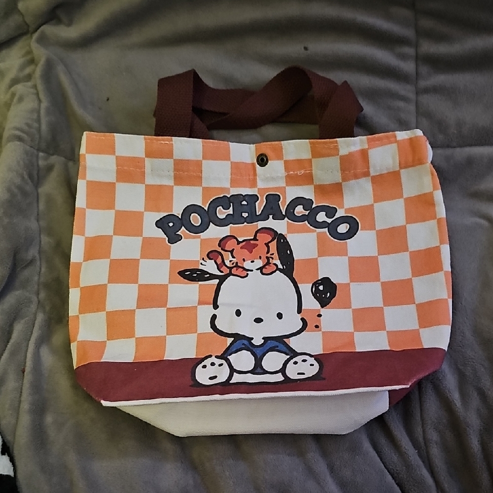 Checkered Tote Bag - Orange and White
